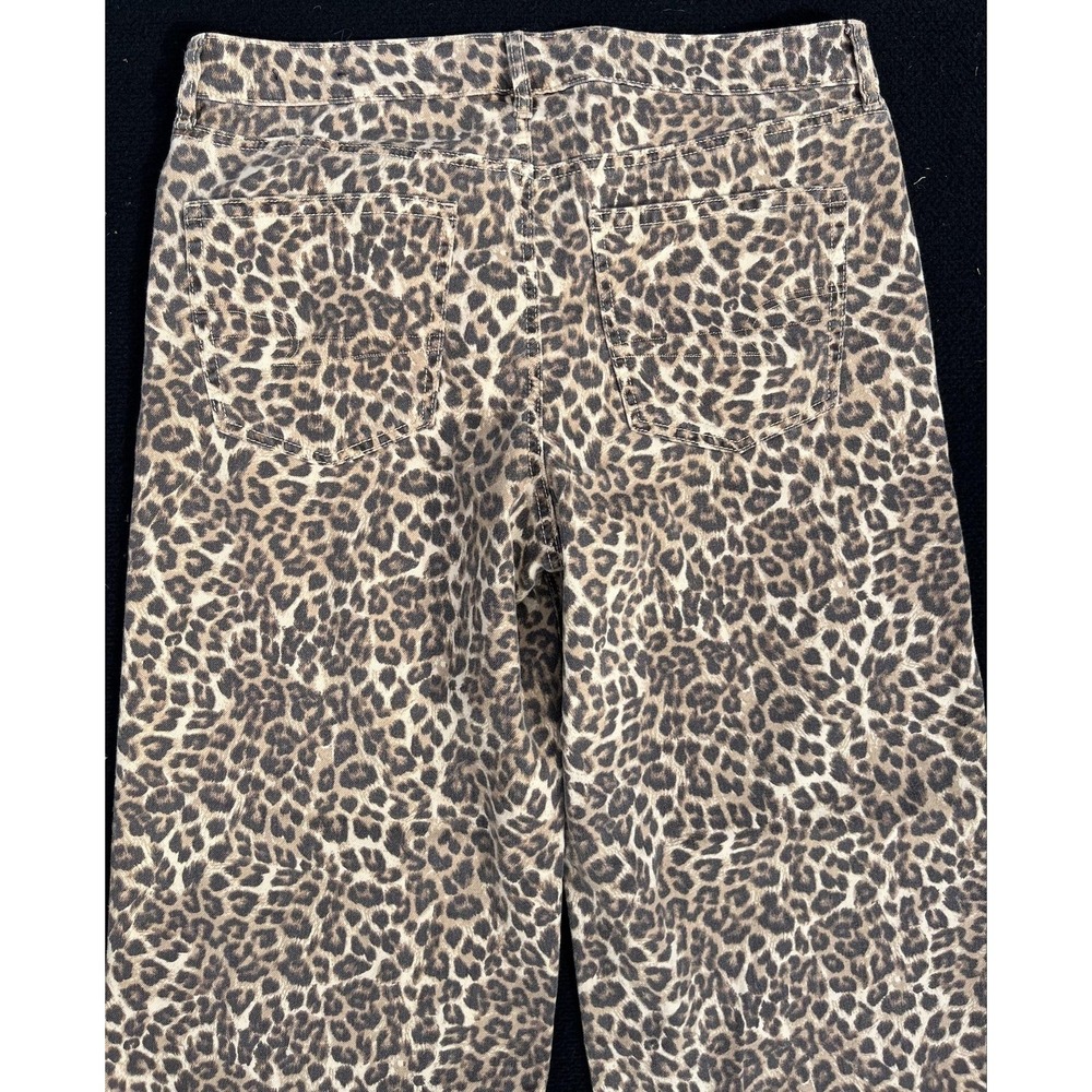 American Eagle Outfitters Jeans Womens 14 Short Brown Leopard Wide Leg Stretch - Picture 6 of 10